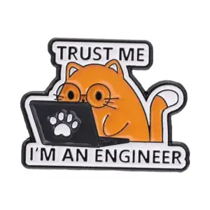 Geschenk für Katzenliebhaber: Pin Katze mit Laptop, Orange – Orange