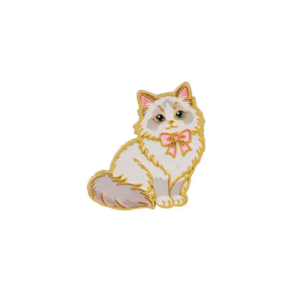 Geschenk für Katzenliebhaber: 6 Katzen-Pins mit Schleifchen – Bild 9