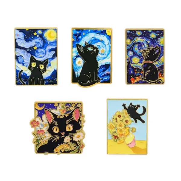 Geschenk für Katzenliebhaber: 5 Katzen-Pins im Gemälde-Stil – Bild 6