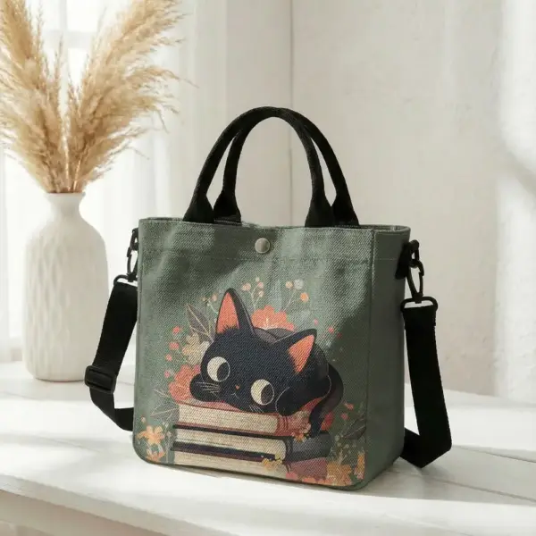 Geschenke für Katzenliebhaber: Handtasche mit Katze auf Büchern – Bild 6