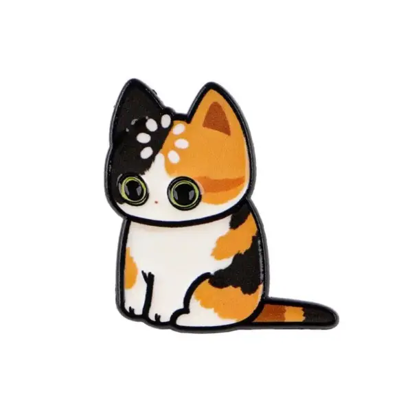 Geschenk für Katzenliebhaber: Schwarzer Katzen-Pin, große Augen – Bild 11