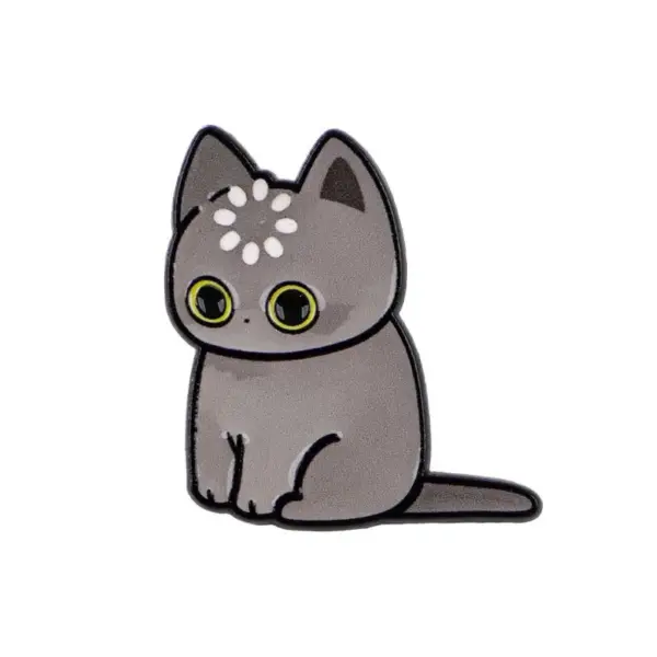 Geschenk für Katzenliebhaber: Schwarzer Katzen-Pin, große Augen – Bild 10