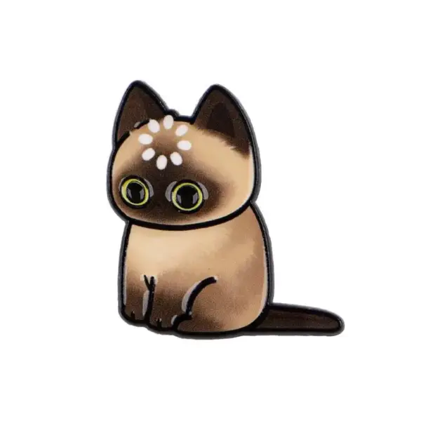 Geschenk für Katzenliebhaber: Schwarzer Katzen-Pin, große Augen – Bild 13