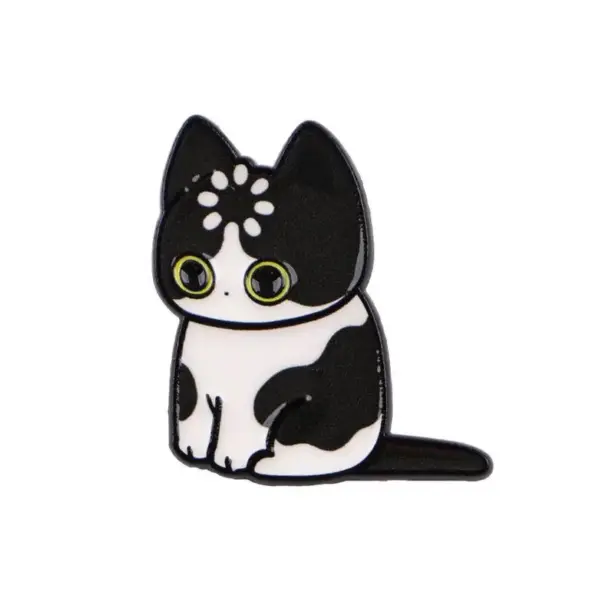 Geschenk für Katzenliebhaber: Schwarzer Katzen-Pin, große Augen – Bild 8
