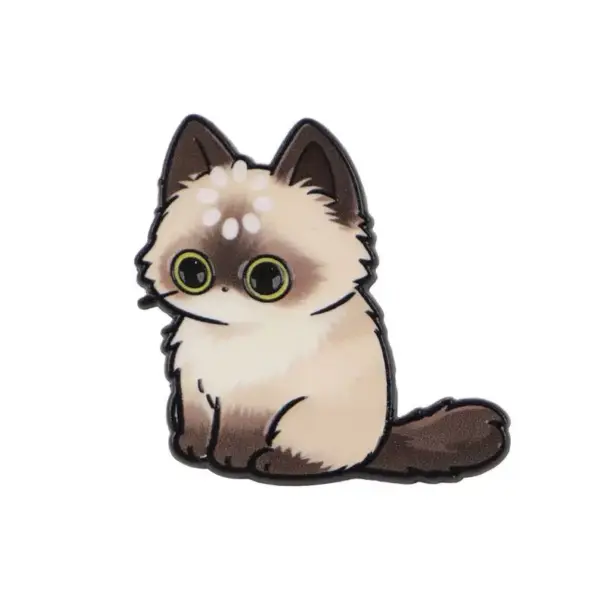 Geschenk für Katzenliebhaber: Schwarzer Katzen-Pin, große Augen – Bild 7
