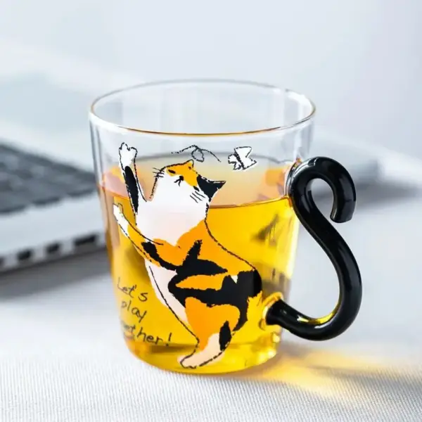 Geschenk für Katzenliebhaber: Glastasse mit Schwanzhenkel – Bild 6